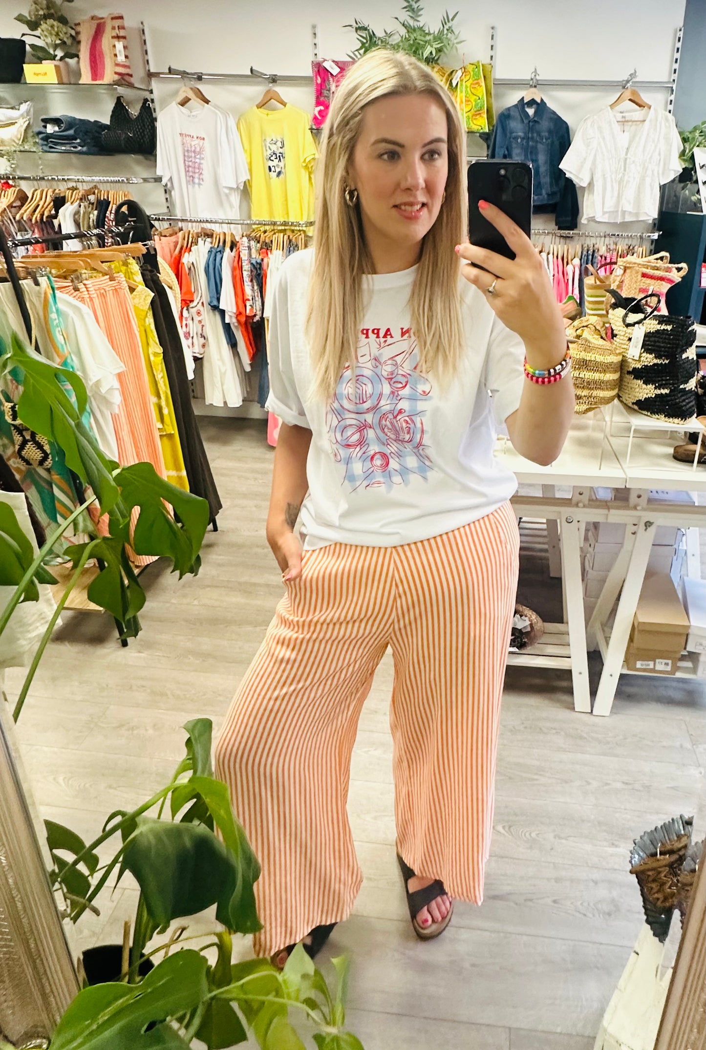 Ziggy Pants Orange/ White
