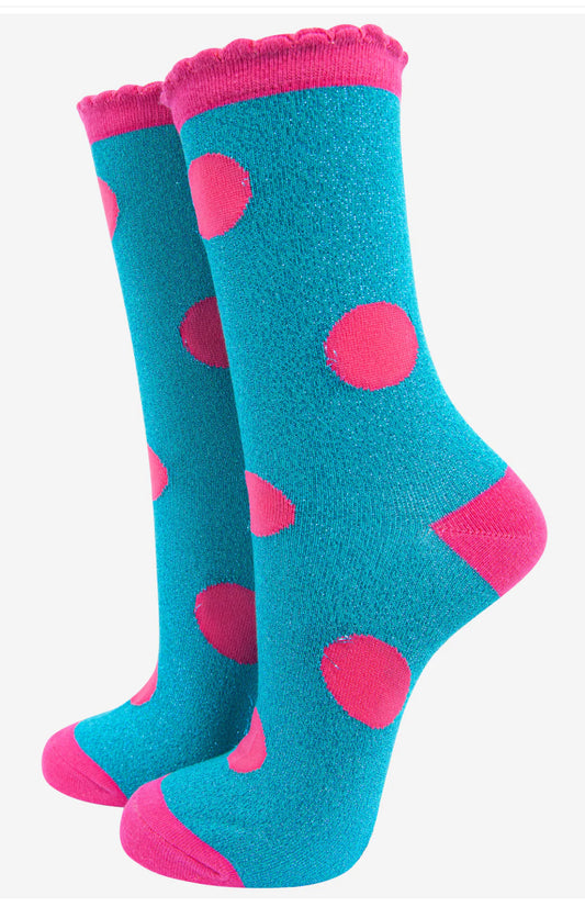 Turquoise Glitter Socks