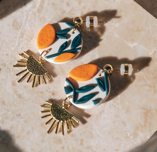Orange Tree Drop Earrings