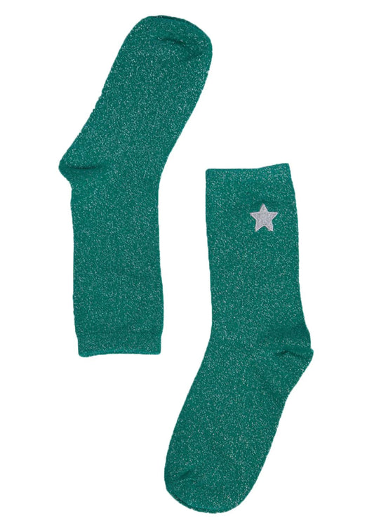 Green Glitter Socks Star