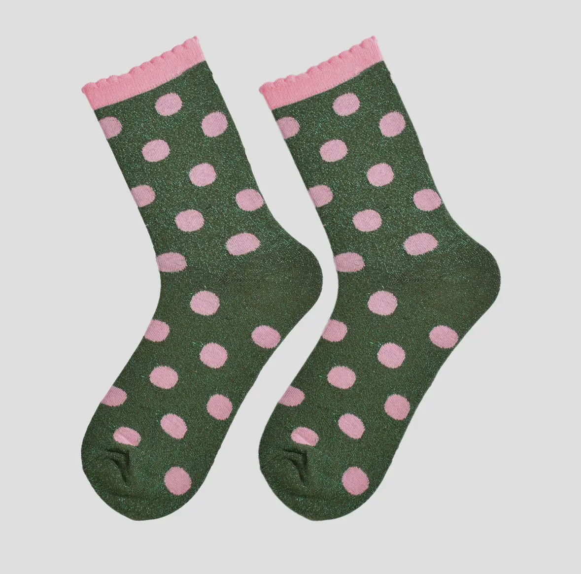 Khaki/Pink Polka Dot Socks