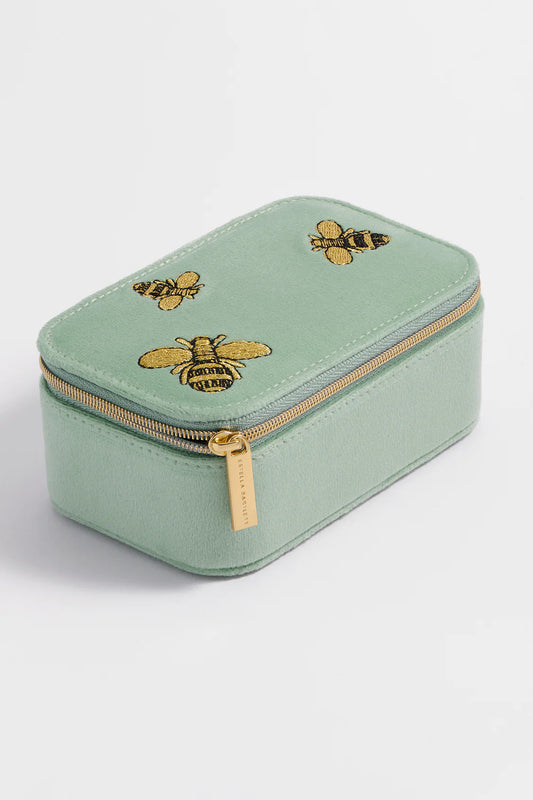 Green Embroidered Bee mini Jewellery box