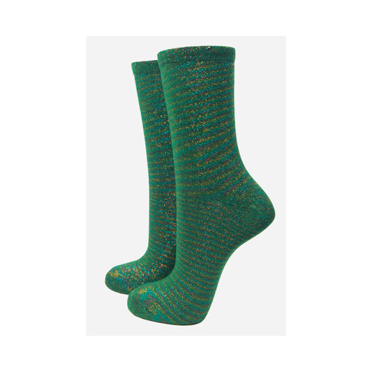 Green Rainbow Glitter Socks
