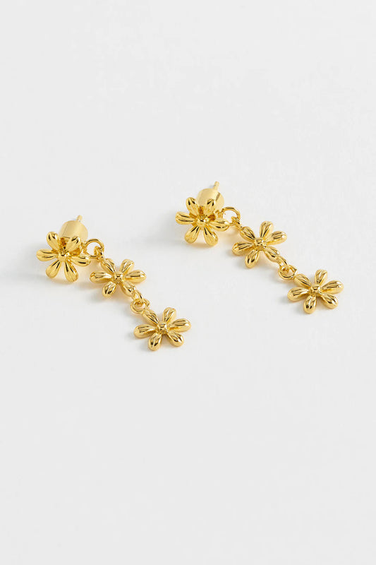 Triple Floral Drop Earrings