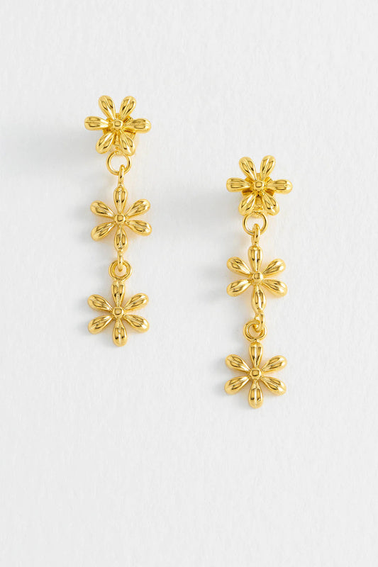 Triple Floral Drop Earrings